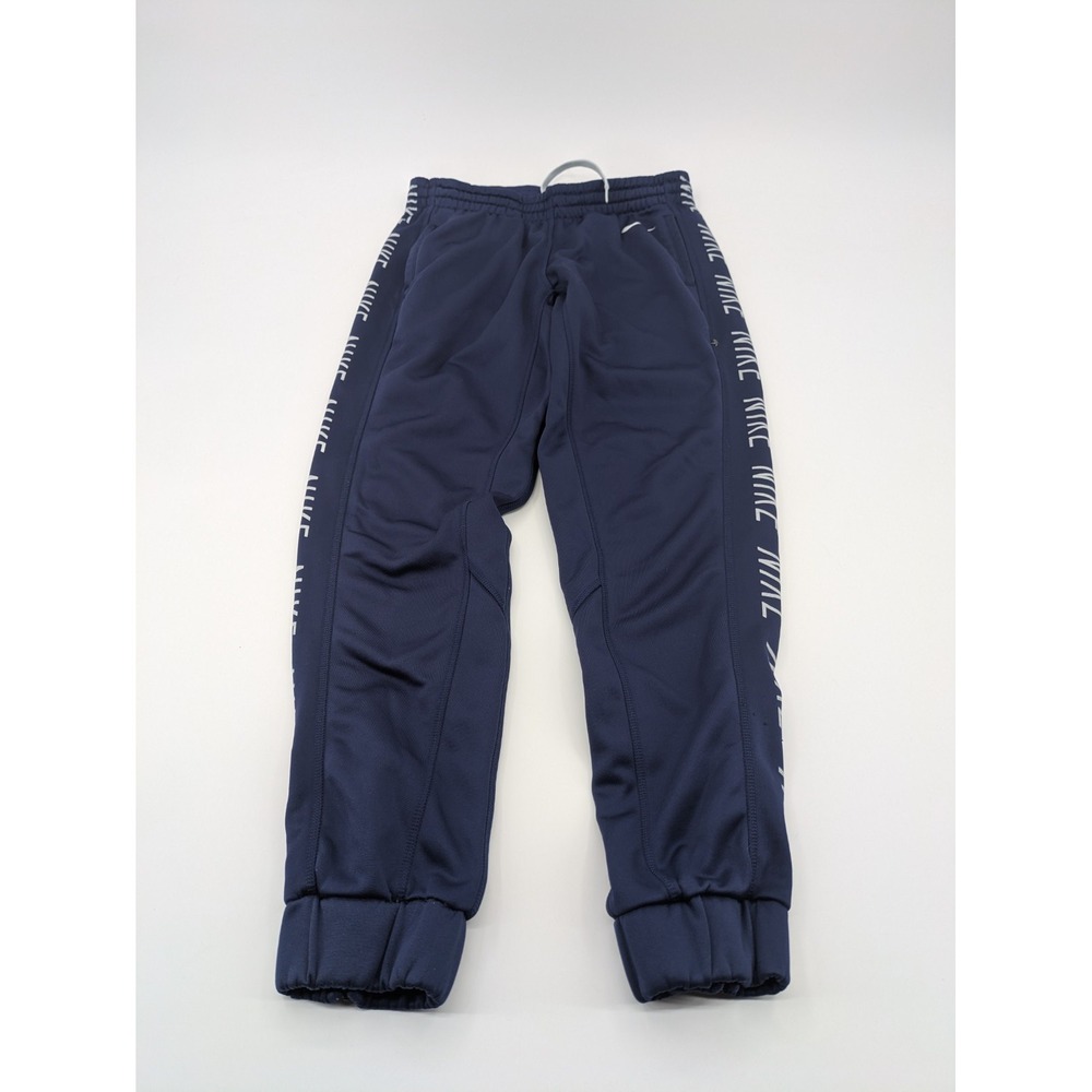 Nike Dri-Fit Sweatpants‎ Men's Small Blue All Over Print Tapered Swoosh Athletic